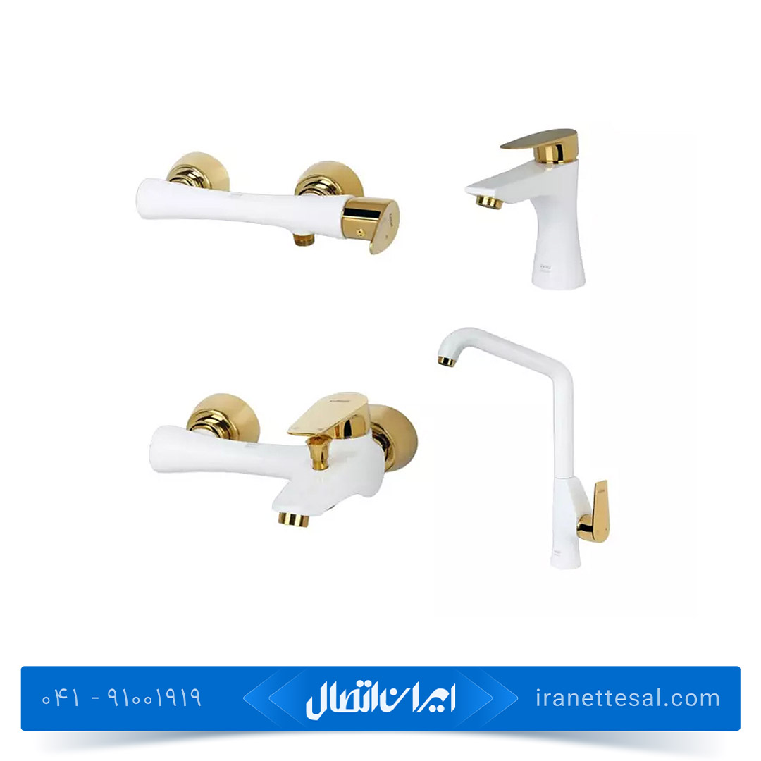 ست شیرآلات کسری مدل الیزابت سفید طلایی